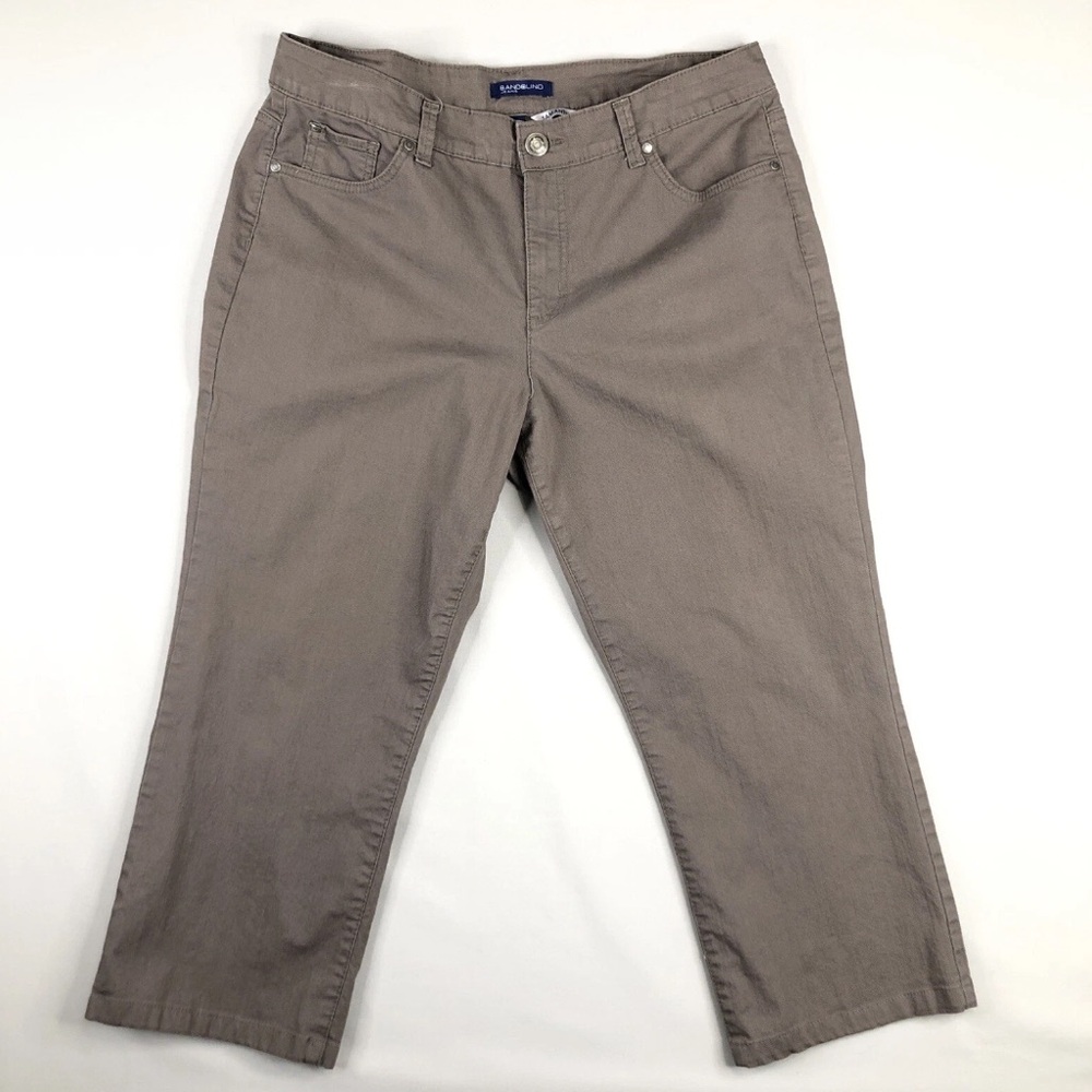 Bandolino Stretch Jeans Samantha Straight Leg Capri Denim Relaxed Fit Gray Sz 14